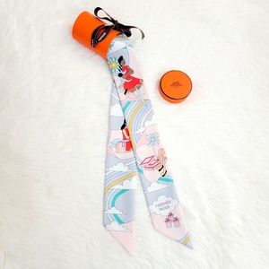 Hermes Twilly Carres Volants Gris Perle Authentic Rare Sold Out!